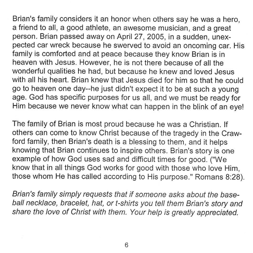 Brian Crawford Memorial pamphlet page 6
