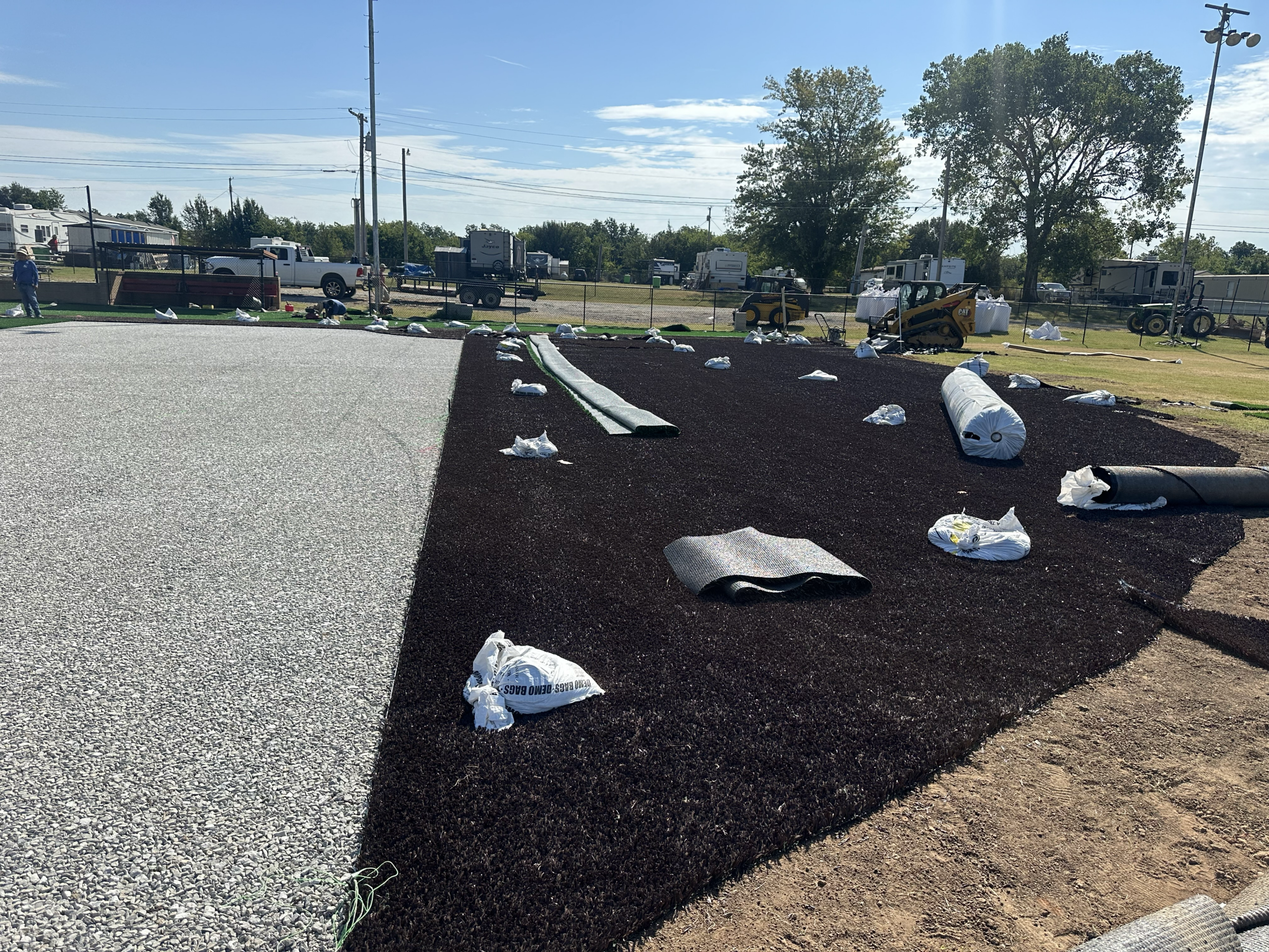 Turf installation progress